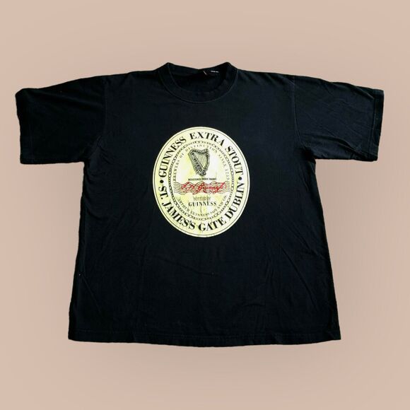 Vintage Guinness Beer T-shirt Men's Size Large Short Sleeve Logo Black - Picture 1 of 4